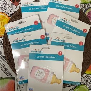 Pink Baby Bottle Baby Girl Balloons Bundle 7